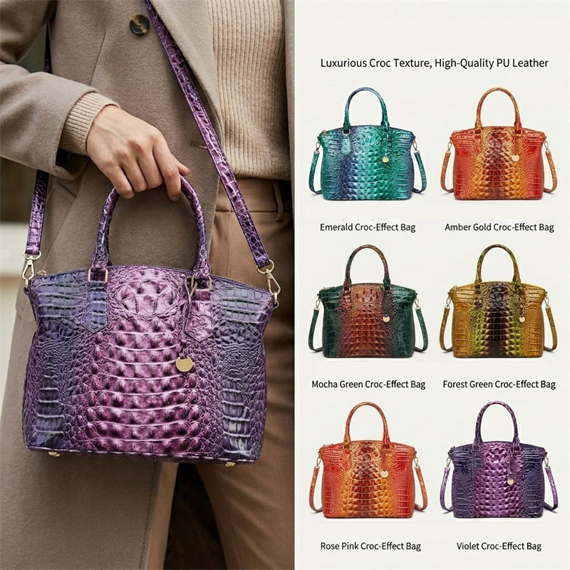 Luxury Bags Europe - Alirattan Women New Crocodile Embossed Leather