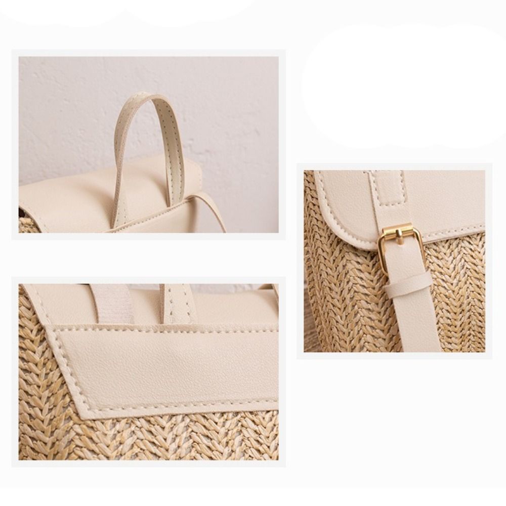 Trend PU Leather Straw Backpac - Luxury Bags Vintage recension och pris