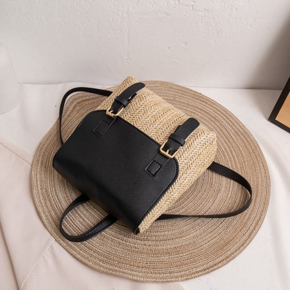 Trend PU Leather Straw Backpac - Luxury Bags Vintage recension och pris