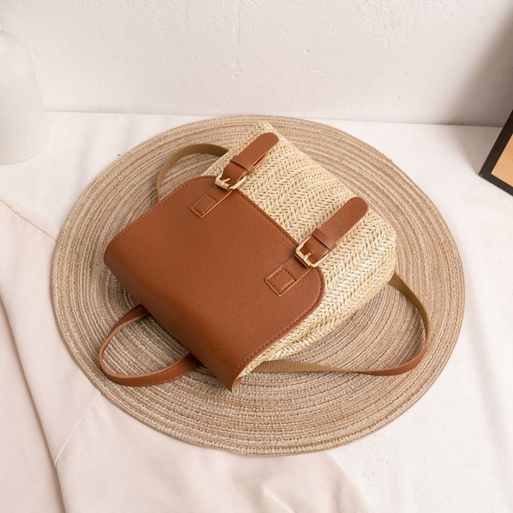 Trend PU Leather Straw Backpac - Luxury Bags Vintage recension och pris