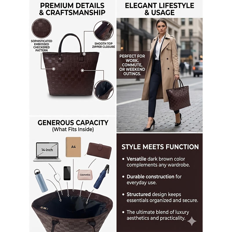 Light Luxury Deep Brown Quilte - Luxury Bags Vintage recension och pris